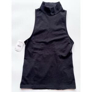 NWT Free People Black Cutout Sleeveless Turtleneck Tank Top Size Small